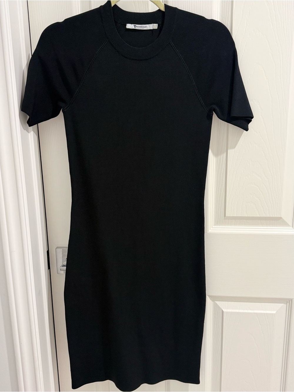 T. Alexander Wang Black Crewneck Mini Dress Ribbed Bodycon LBD Capsule, Size M